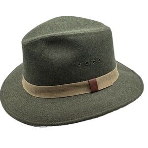 Ace Hy Sales Safari Fedora Brim Olive Green Wool Felt Large